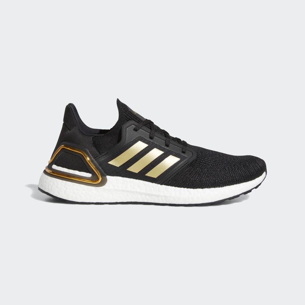 Adidasi Alergare Adidas Ultraboost 20 Barbati Romania - Negrii/Aurii Metal/Rosii EE4393